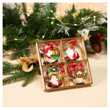 Sada 12 drevených ozdôb na stromček, 6,5 cm