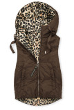 Obojstranná vesta s leopardím vzorom čokoládovohnedá