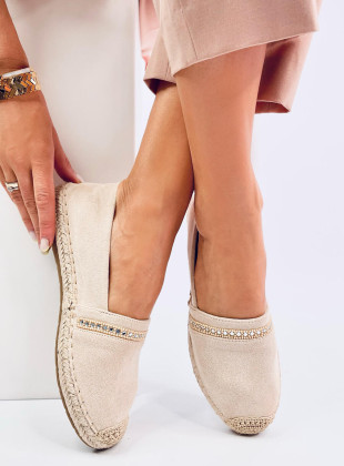 Béžové semišové espadrilky s kamienkami