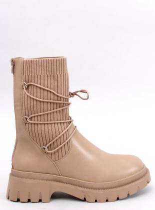Dámske čižmy s elastickým zvrškom béžové