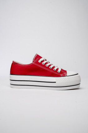 Klasické plátené tenisky na platforme NEMIA červené