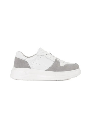 Biele kožené sneakersy na platforme