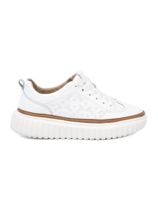 Biele kožené sneakersy na platforme Sergio Leone