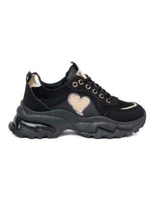 Čierne sneakersy so zlatým srdcom