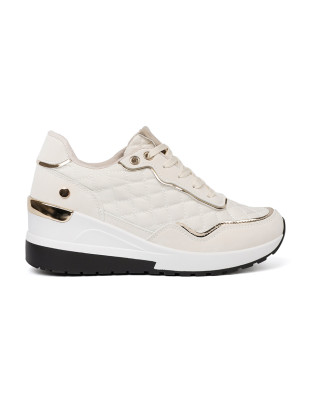 Béžové sneakersy s lesklými zlatými akcentmi