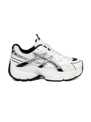 Bielo-čierne pohodlné sneakersy so sieťovinou
