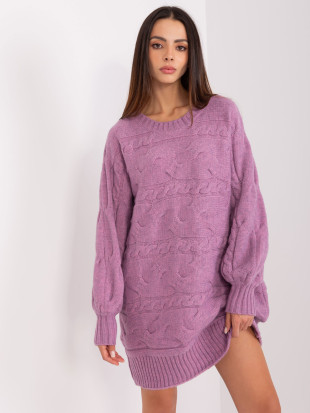 Fialové oversize pletené šaty/pulóver