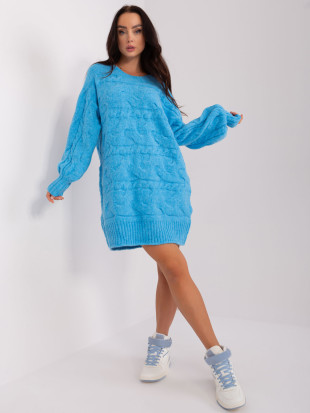 Modré oversize pletené šaty/pulóver