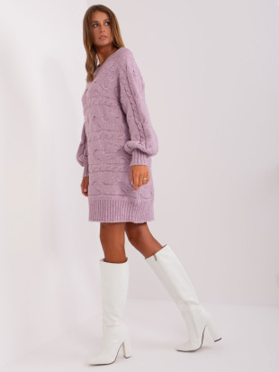 Svetlofialové oversize pletené šaty/pulóver
