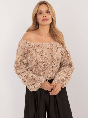 Elegantná béžová blúzka s dlhým rukávom