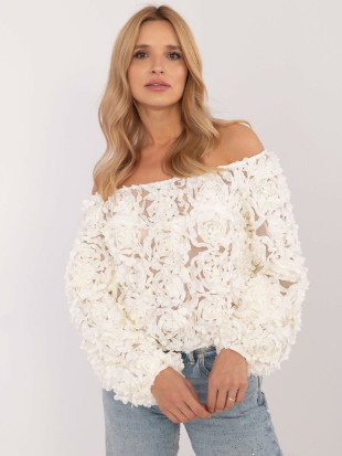 Elegantná blúzka s dlhým rukávom v ecru