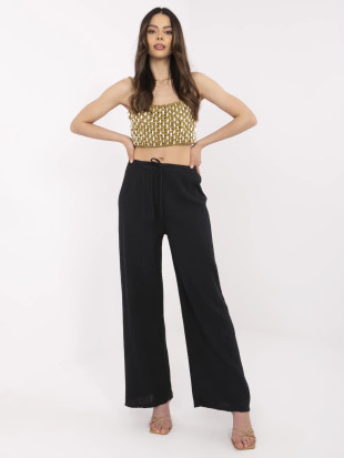 Štýlové čierne mušelínové nohavice