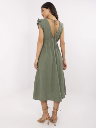 Khaki midi letné šaty