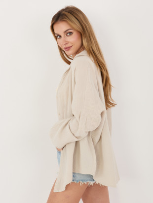 Béžová bavlnená košeľa s golierom