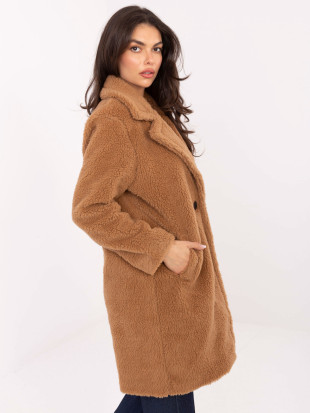 Štýlový camel teddy kabát s podšívkou