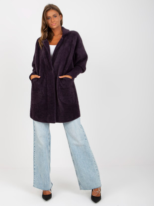 Tmavofialový prechodný kabát z alpaky a vlny