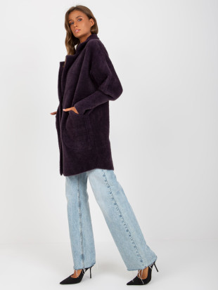 Tmavofialový prechodný kabát z alpaky a vlny