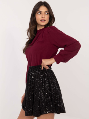 Čierna elegantná mini sukňa s flitrami a podšívkou