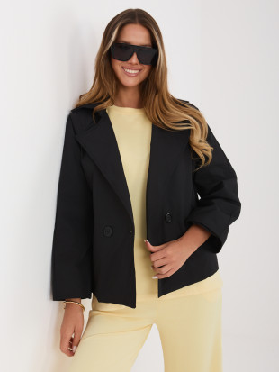 Krátky prechodný kabát s 3/4 rukávmi, čierny