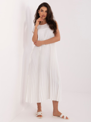 Elegantné midi šaty ecru s vreckami