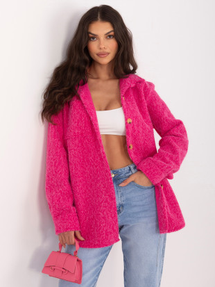 Štýlová fuchsiová prechodná bunda s golierom