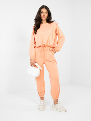 Dámska oranžová súprava s viazaním a dlhým rukávom