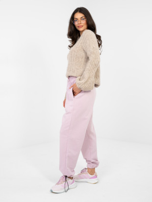 Dámske fialové bavlnené joggery s vysokým pásom