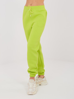 Limetkové dámske teplákové joggery s vysokým pásom