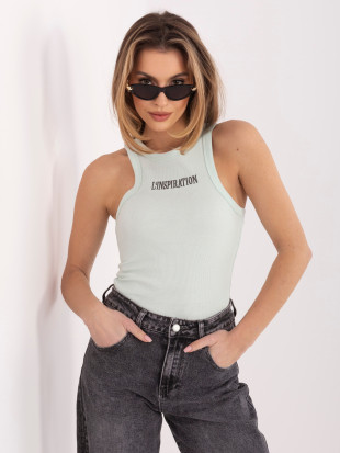 Mätový rebrovaný top s výšivkou