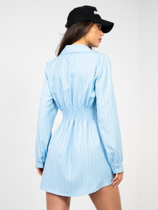 Košeľové mini šaty s pásikmi a golierom, modré