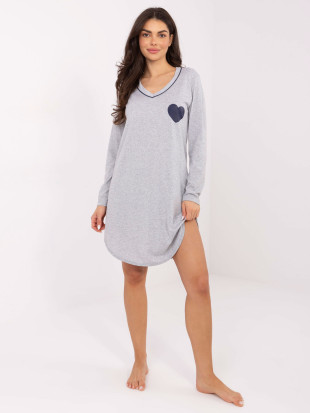 Sivá dámska nočná košeľa s potlačou