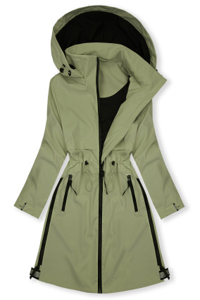 Olivovozelená prechodná parka so sťahovaním v páse
