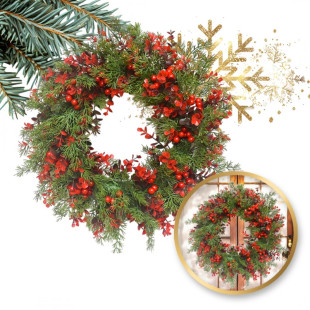 Vianočný veniec na dvere, červená/zelená, 45 cm