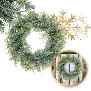 Vianočný veniec na dvere, naturálna zelená, 38 cm