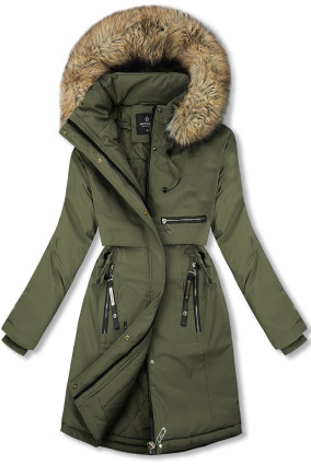 Zimná bunda/parka so sťahovaním v páse army zelená